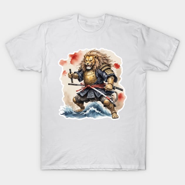 Lion samurai style T-Shirt by BasilAlmajed